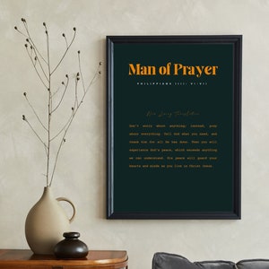 Man of Prayer, Prayer Wall Art, Philippians, NLT, Man of God, Christian Wall Art, Scripture, Home Decor, Printable, Digital Download