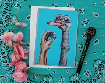 Ostrich Surrealist Prints (Small) - Surrealism, Surreal, Animal, Safari, Greeting Cards, Bird Art, Artwork