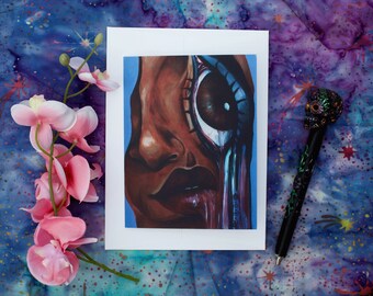 Folded Greeting Cards (Small) - FaceJ3LL0, Surrealism, Portrait, Abstract, Picasso, Cardstock, Surreal, Weird Art, Horror