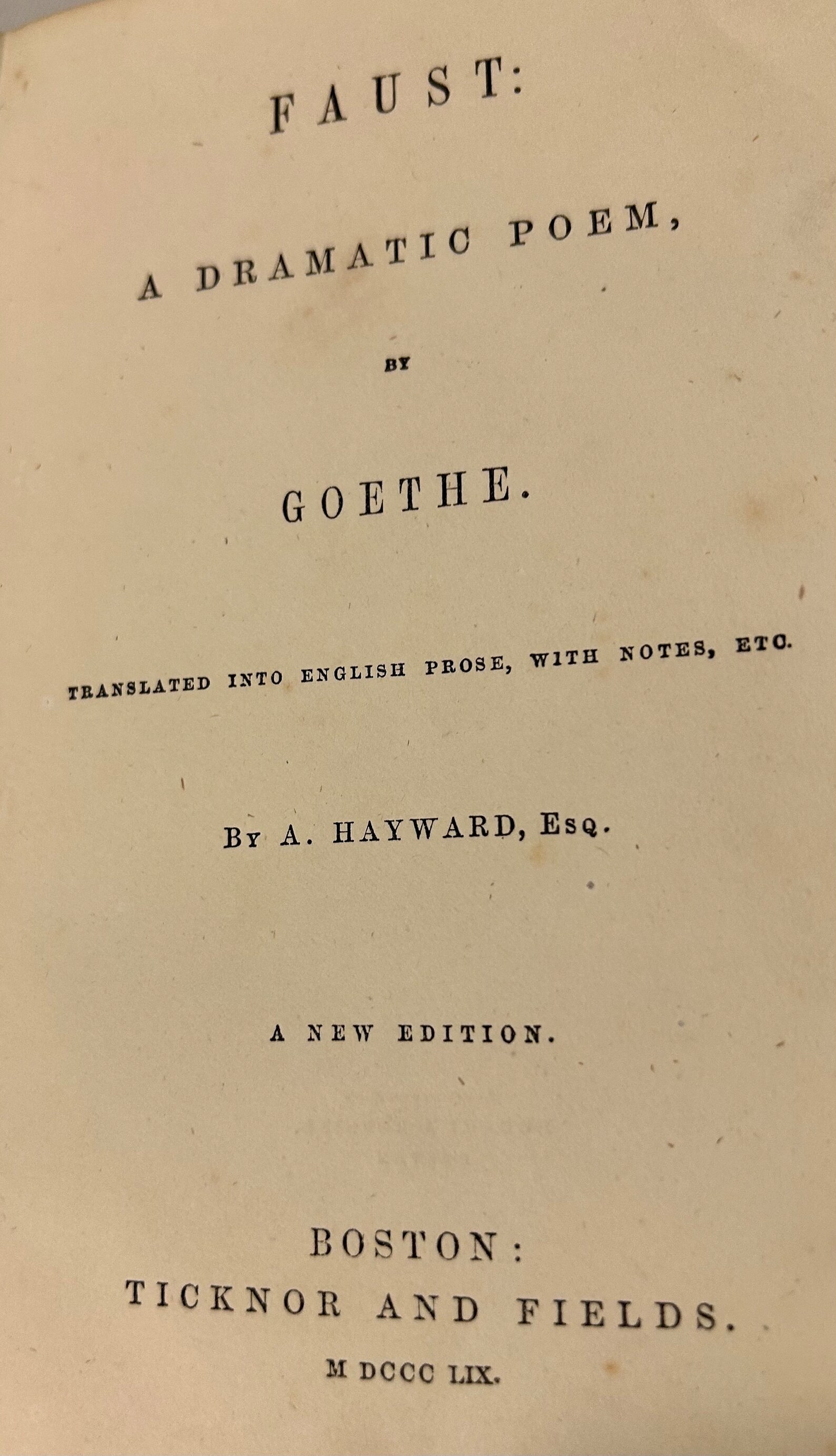 1859 Faust A Dramatic Poem by Goethe - Etsy