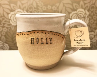 Handmade Mug with Name - Personalized Pottery - Custom Mug - Pottery Handmade - Unique Ceramic Mug - LauraLynnPottery - Made to Order Mug