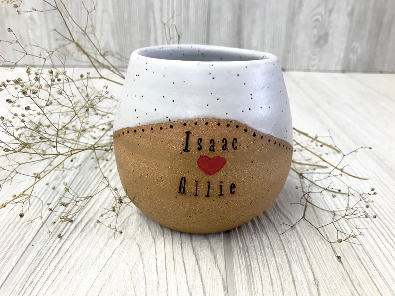 Pottery Handmade Wine Cups with Names Personalized Wedding Glasses Custom Pottery Custom Wedding Gift Stemless Wine Glass Mugs image 4