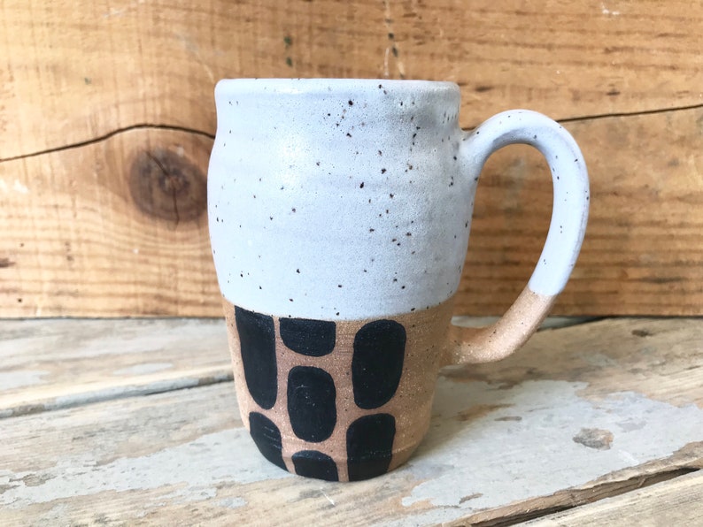 Handmade Mugs in Black and White Pottery Large Coffee Mug Ceramics Handmade Gift Pottery Mugs Fine Art Mug Set Pottery Mug image 7