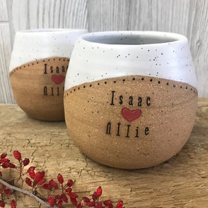 Wine Cup with Names Pottery Handmade Personalized Wedding Pottery Custom Ceramics Perfect Wedding Gift Stemless Wine Glass image 6