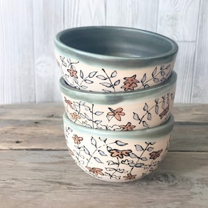 Ceramic Bowls with Floral Pattern - Pottery Handmade - Hand Painted Pottery - Fine Art Pottery Bowls - Dinnerware