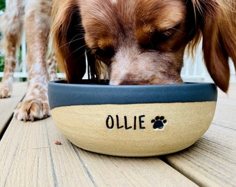 Handmade Pet Bowl with Name - Dog Bowl - Personalized Pottery - Custom - Pet Gift - Dog / Cat Dish - Food Bowl - Water Bowl - Ceramics