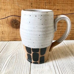 Handmade Mugs in Black and White Pottery Large Coffee Mug Ceramics Handmade Gift Pottery Mugs Fine Art Mug Set Pottery Mug image 2