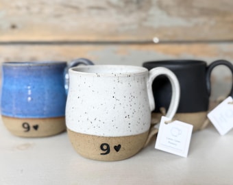 Handmade Pottery 9th Anniversary Mug: Personalized Ceramic Gift