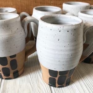 Handmade Mugs in Black and White Pottery Large Coffee Mug Ceramics Handmade Gift Pottery Mugs Fine Art Mug Set Pottery Mug image 6