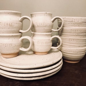 Custom Dinnerware Set Personalized with Name Ceramic Dinnerware Pottery Handmade Wedding Dishes Dinnerware Custom Pottery image 6