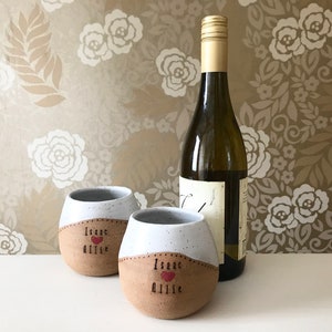 Wine Cup with Names Pottery Handmade Personalized Wedding Pottery Custom Ceramics Perfect Wedding Gift Stemless Wine Glass image 2