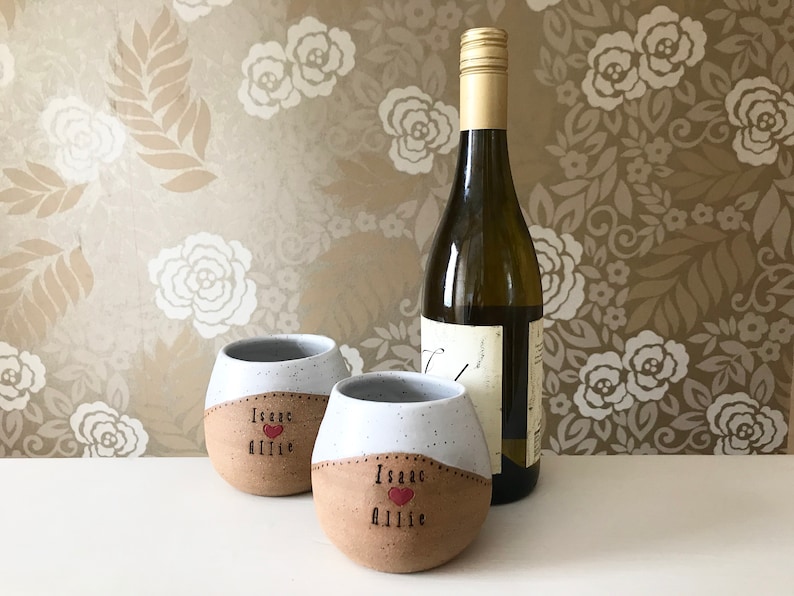 Pottery Handmade Wine Cups With Names Personalized Wedding Etsy