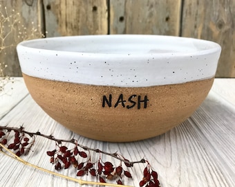 Custom Serving Bowl - Personalized Pottery - Bowl with Name - Large Ceramic Bowl - Pottery Handmade - Made to Order Bowl