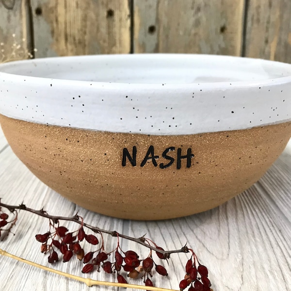 Personalized Ceramic Serving Bowl: Custom Pottery Bowl with Name