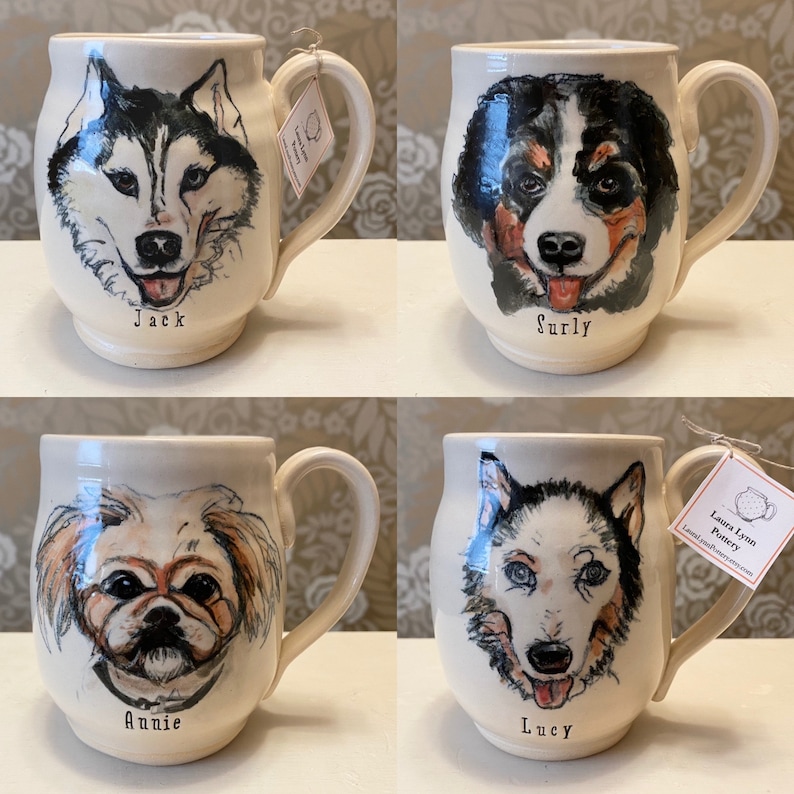 Custom Dog Portrait Mug Handmade Pet Portrait Mug Hand Etsy