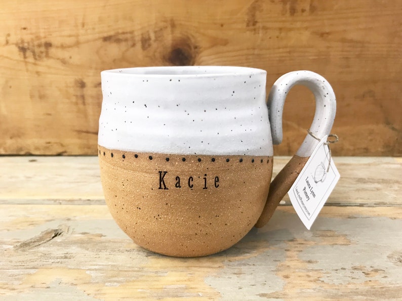 Handmade Mug with Name Personalized Pottery Custom Mug Pottery Handmade Unique Ceramic Mug LauraLynnPottery Made to Order Mug image 1