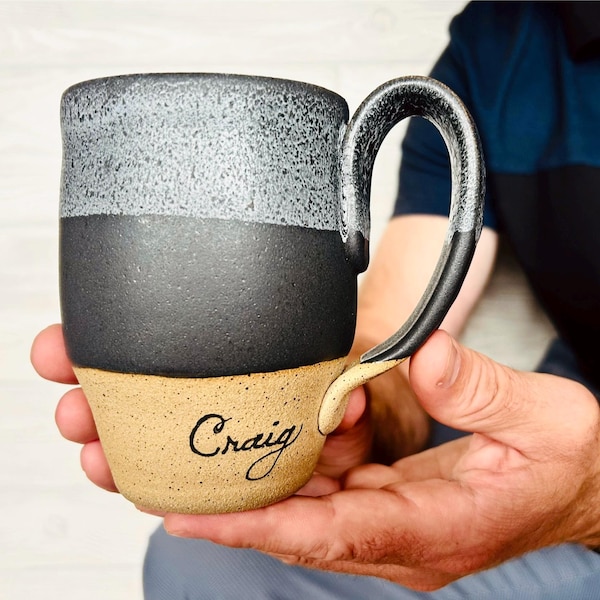 Personalized Stoneware Coffee Mug – Handmade Rustic Ceramic Gift