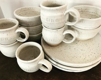 Handmade Ceramic Dinnerware Set - Personalized with Name - Set with Plates, Bowls, Mugs - Custom Pottery - Made to Order - Pottery Handmade