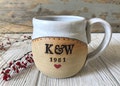 Personalized Pottery Mug: Handmade Ceramic Mug with Monogram & Date