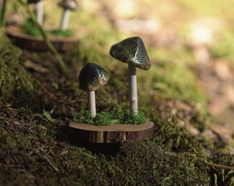 Wishing Mushrooms, Enchanted Blue Roundhead "Family Gathering", "Parent & Child" or "Sole"