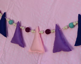 Felt Tree Garland // pink blue purple