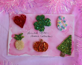 Holiday pack of sequin pins/valentine easter st patrick's day christmas summer pineapple pumpkin