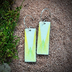 Earrings, Glass Enamel Fused to Copper