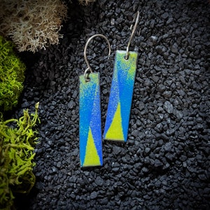 Earrings, Glass Enamel Fused to Copper