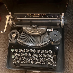 Underwood typewriter with carrying case