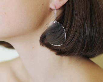 Large Clear Perspex Statement Drops - Laser Cut Drop Earrings - Sterling Silver Ear Wire - Acrylic