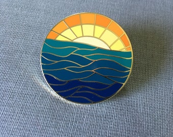 Across the Sea Sunrise Sunset enamel pin