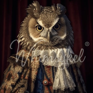 21x29&quot; Large Decoupage Tissue Paper, King Hootsworth Owl Decoupage Paper from Whimsykel Designs, 18lb paper for DIY furniture, canvas art