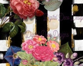 A4 Summer Whimsy Decoupage Floral Decoupage Digital Deco Designs A4 Rice Paper for crafts, furniture and mixed media