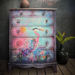 21x29&quot; Large Decoupage Tissue Paper, Pastel Morning Bird Decoupage Paper from Whimsykel Designs, 18lb paper for DIY furniture, canvas art