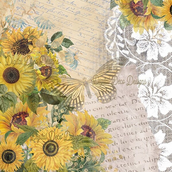 Sunflower Decoupage Paper Etsy