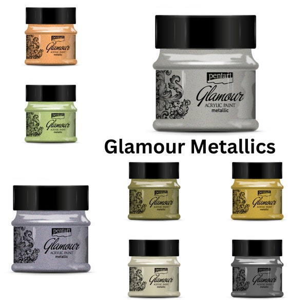 Glamour Acrylic Paint Metallic Pentart Metallic Paint Metallic Sheen for furniture, DIY crafts, collage, card making, mixed media, scrapbook