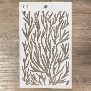 5x8&quot; Corals Stencil Texture Ocean Stencil Delicate by Ciao Bella Stencil For Crafts, Mixed Media Stencil, Stencil Art MS031