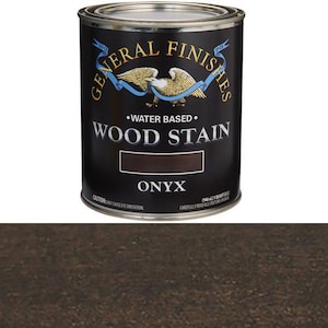 May include: A can of General Finishes water-based wood stain in the color Onyx. The can is black with gold lettering and a small American flag.