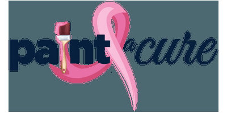 May include: A pink paintbrush stroke with the words "paint & cure" in navy blue text.