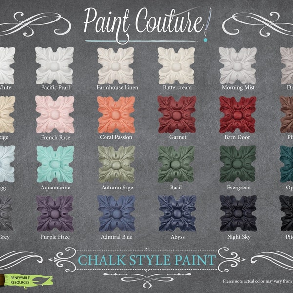 Paint Couture Chalk Style Paint, Furniture paint, DIY Craft Paint, Mixed Media, Scrapbook, collage, junk journal, art journal, card making