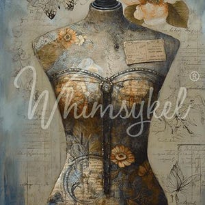 21x29&quot; Large Decoupage Tissue Paper, Dressmaker Dreams Decoupage Paper Whimsykel Designs 18lb paper, DIY furniture canvas art, FAST SHIPPING