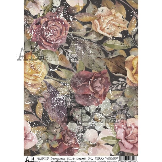Vintage Roses Rice Paper for Decoupage, Scrapbooking, Journals