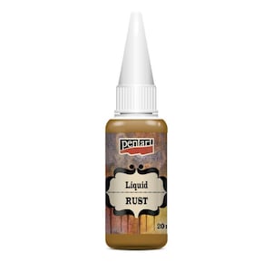 May include: A small bottle of liquid rust paint with a white cap. The bottle is labeled "Liquid Rust" and "Pentart".