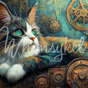 29x21&quot; Large Decoupage Tissue Paper, Tinker Duo Cat Decoupage Paper Whimsykel Designs 18lb, DIY furniture canvas art, FAST Shipping