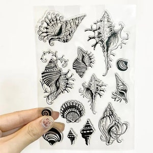 Sea Ocean Seashell Stamp Decorative Clear Stamp for DIY Craft Mixed Media Scrapbook Collage Card making Paper craft junk journal art journal