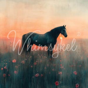 Large Decoupage Tissue Paper 29x21, Meadowglow Horse Decoupage Paper from Whimsykel Designs 18lb paper, DIY furniture canvas art