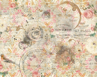 A4 Shab Shabby Chic Decoupage Floral Sepia Decoupage Digital Deco Designs A4 Rice Paper for crafts, furniture and mixed media