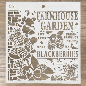 8x8 Stencil Farmhouse Garden Blackberry Fruit Stencil Ciao Bella Crafts, Mixed Media, Stencil Art, card making, junk journal, scrapbooking