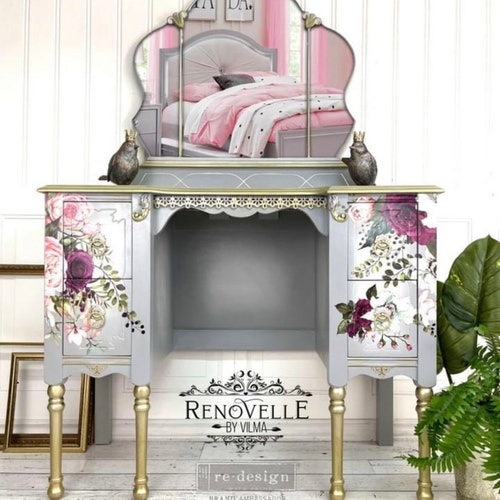 Pure Light Floral Transfer Rub on Furniture Sticker Transfer Etsy