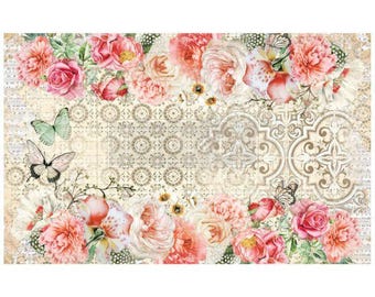 Living Coral Decoupage Decor Tissue Paper Redesign with Prima, Mulberry Tissue, Paper for Decoupage, Scrapbook Mixed Media, DIY Furniture